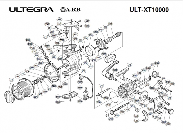 8 X 10 Copy 6000 FA Fishing Reel's Schematic for Sustain 4000 Shimano 2000 